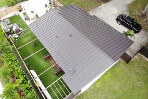 Aerial view of metal roof on Florida home