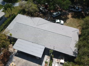 top view of a house in Florida with a gorgeous white tile roof